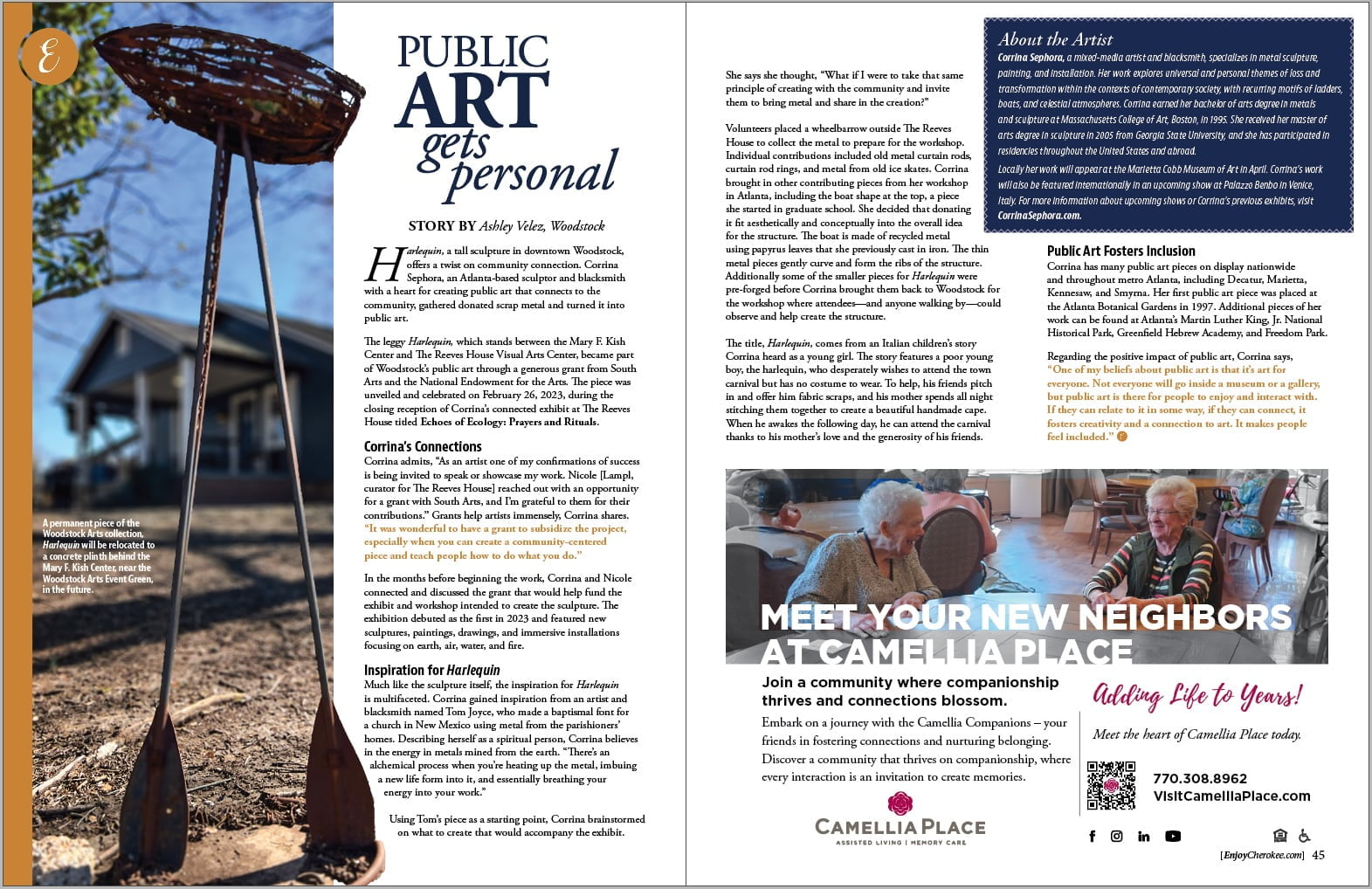 Public Art in Downtown Woodstock- Harlequin by Corrina Sephora